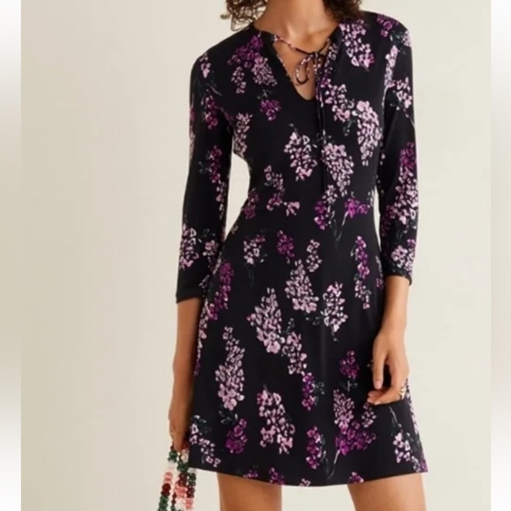 Mango Purple Pink Buttoned A-Line Dress